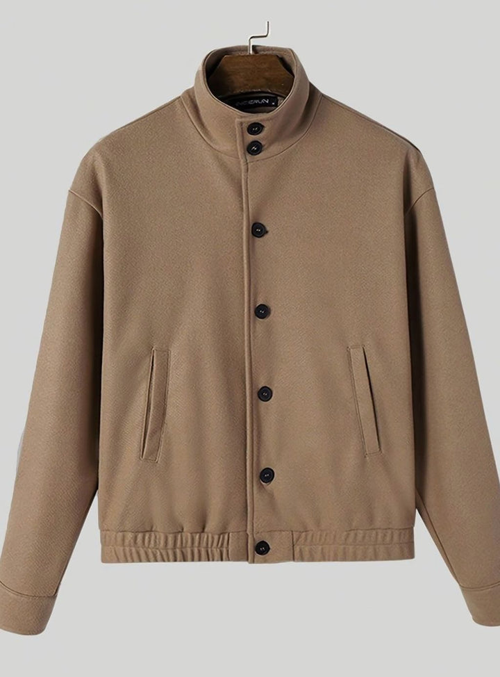 Men's Button-Front Stand-Collar Bomber Jacket