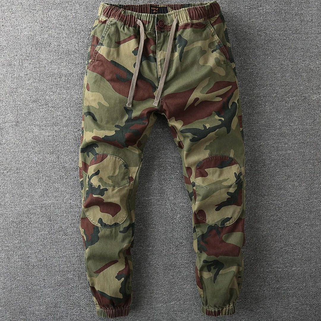 Men's Camo Print Elastic Drawstring Jogger Pants - Green
