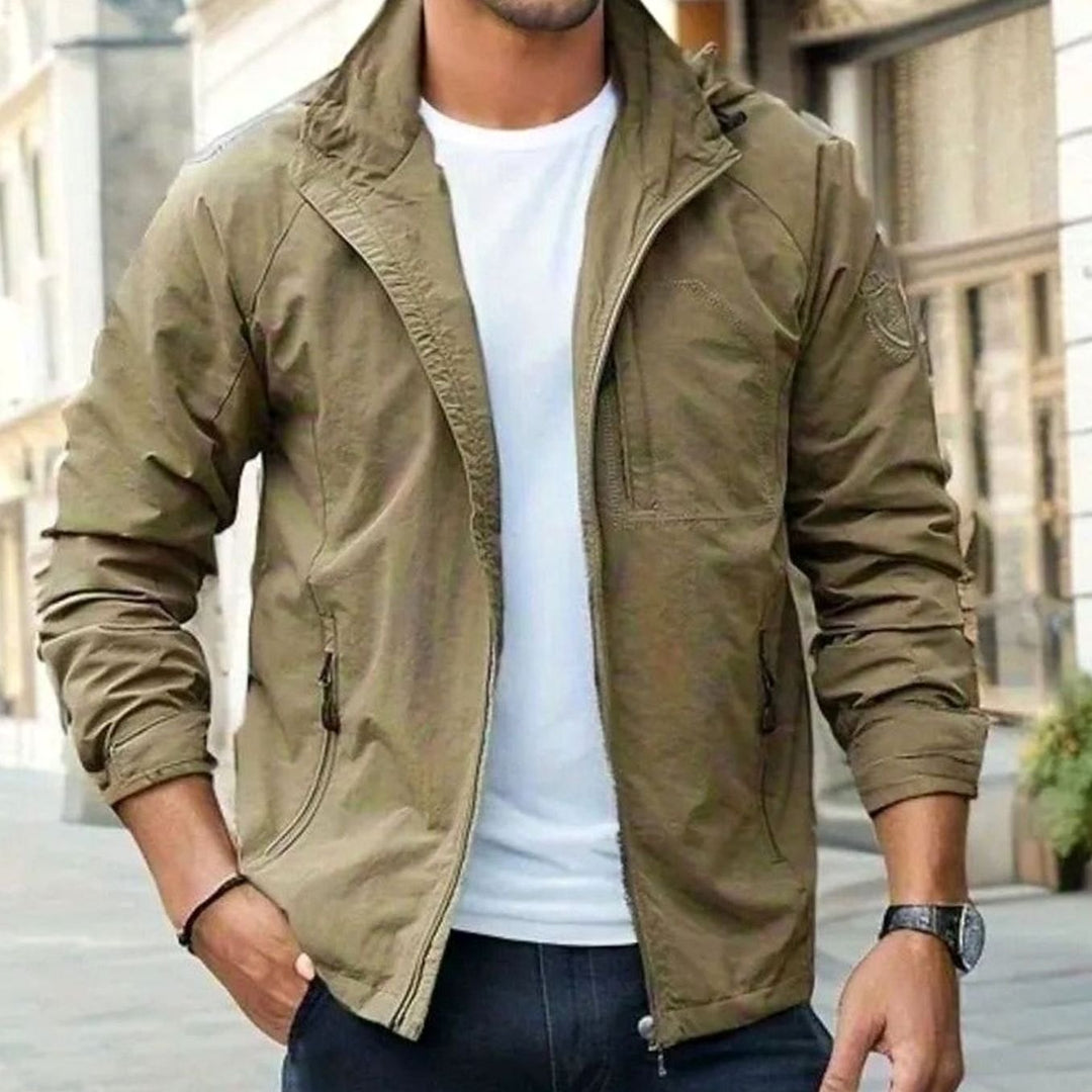 Men's Casual Zip-Up Stand-Collar Street Jacket - Brown