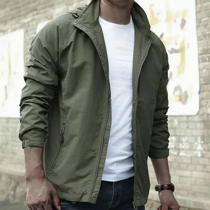 Men's Casual Zip-Up Stand-Collar Street Jacket - Green