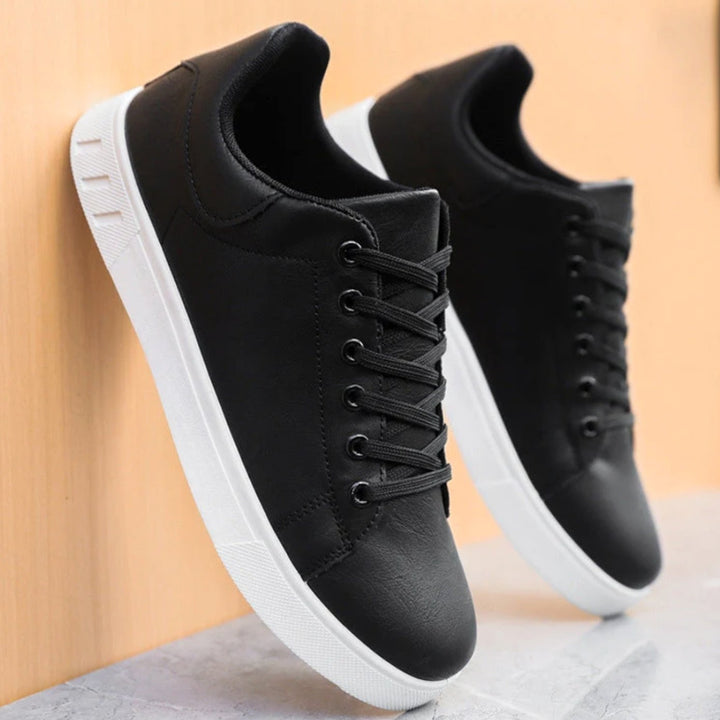 Men's Classic Lace-Up Low-Cut Faux Leather Top Sneakers