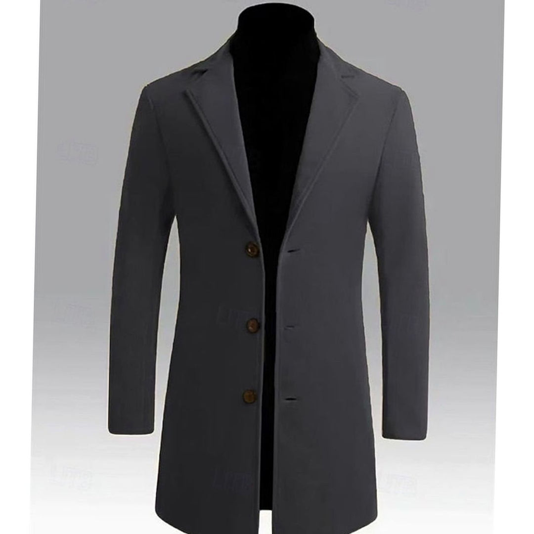 Men's Classic Long Wool Coat Single-Breasted Overcoat