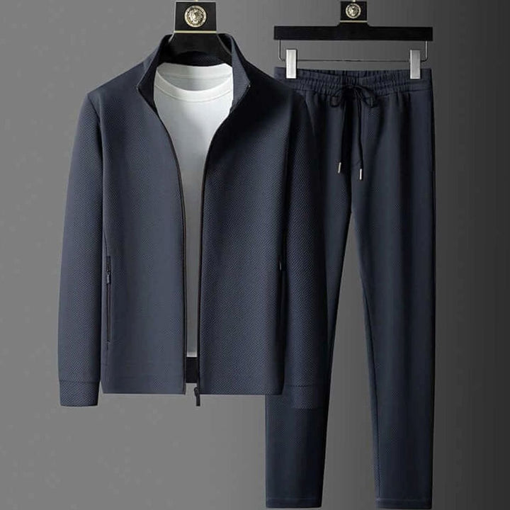 Men's Classic Two-Piece Zip-Up Tapered Activewear Suit - Blue