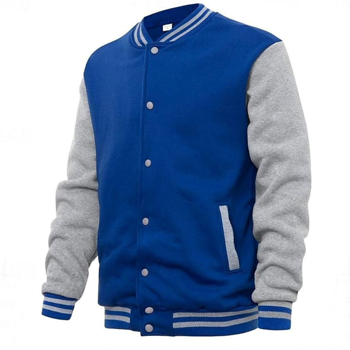 Men's Classic Varsity Bomber Jacket Snap-Button Regular Fit