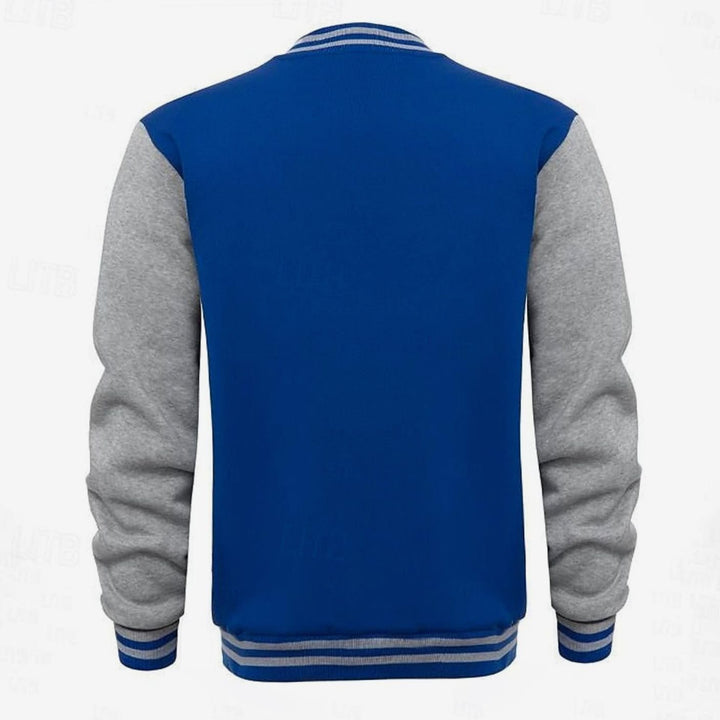 Men's Classic Varsity Bomber Jacket Snap-Button Regular Fit