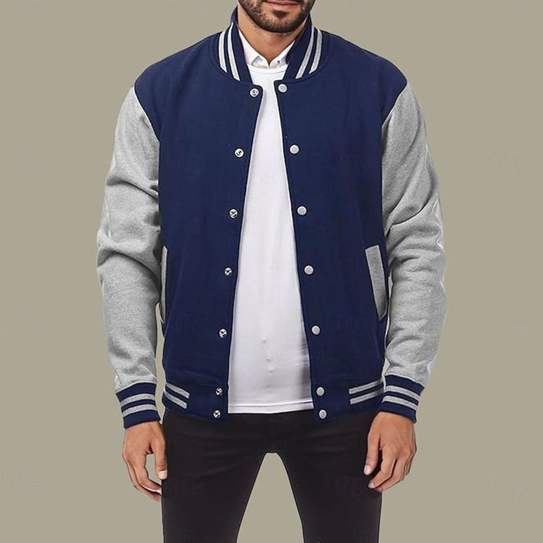 Men's Classic Varsity Bomber Jacket Snap-Button Regular Fit