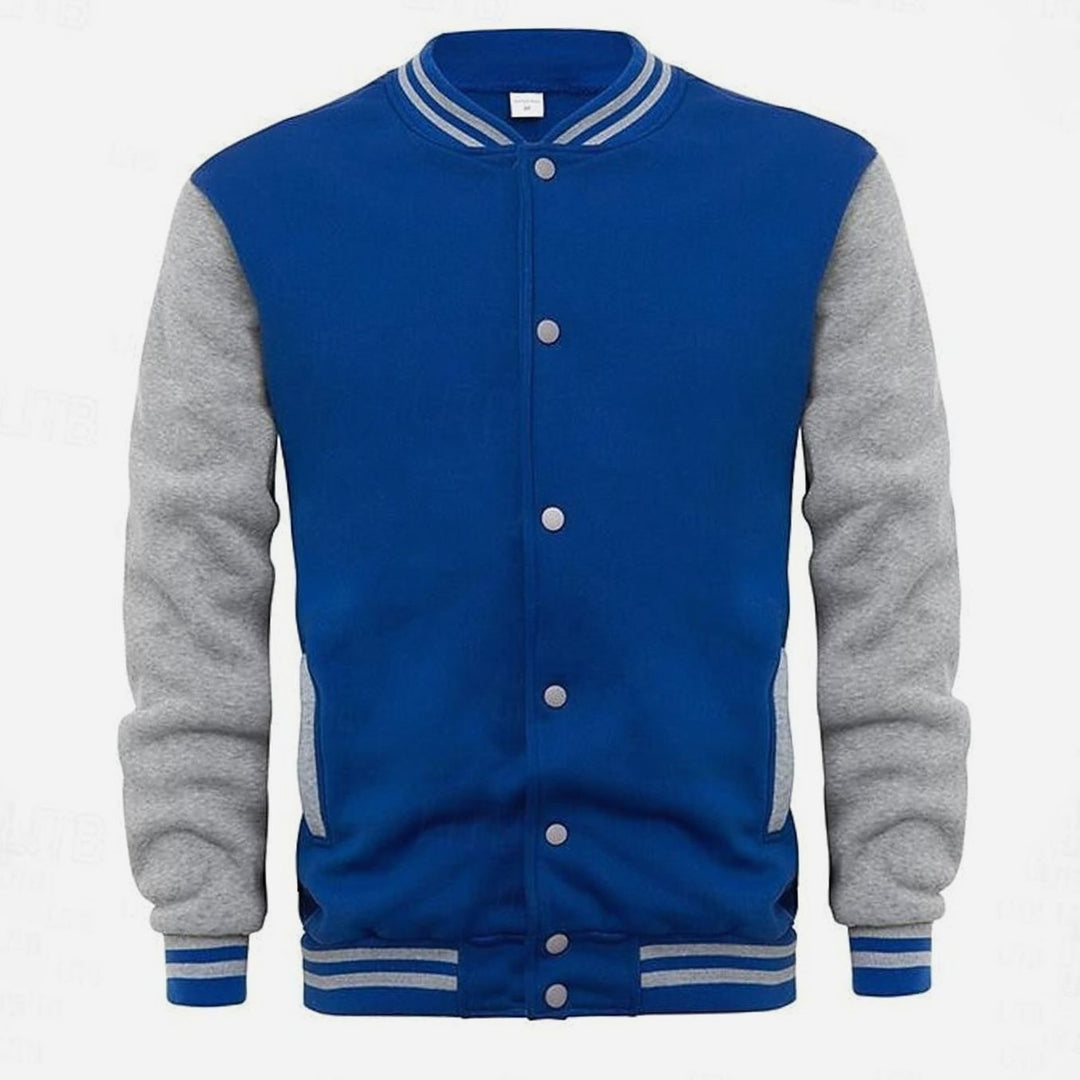 Men's Classic Varsity Bomber Jacket Snap-Button Regular Fit