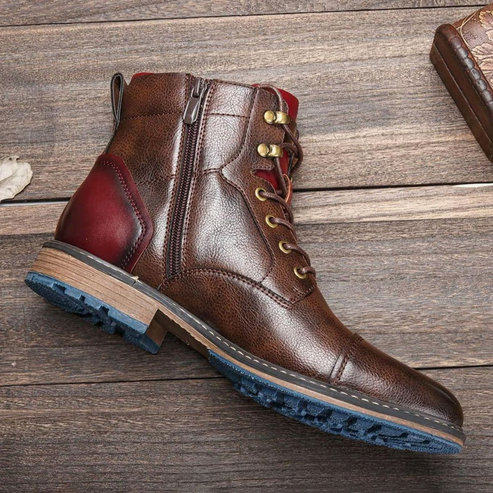 Men's Classic Zip Lace-Up Cap-Toe Ankle Boots