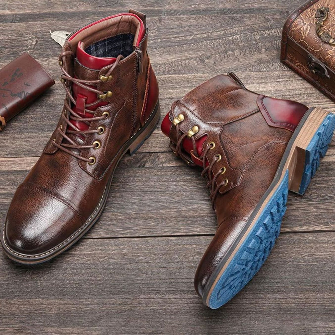 Men's Classic Zip Lace-Up Cap-Toe Ankle Boots