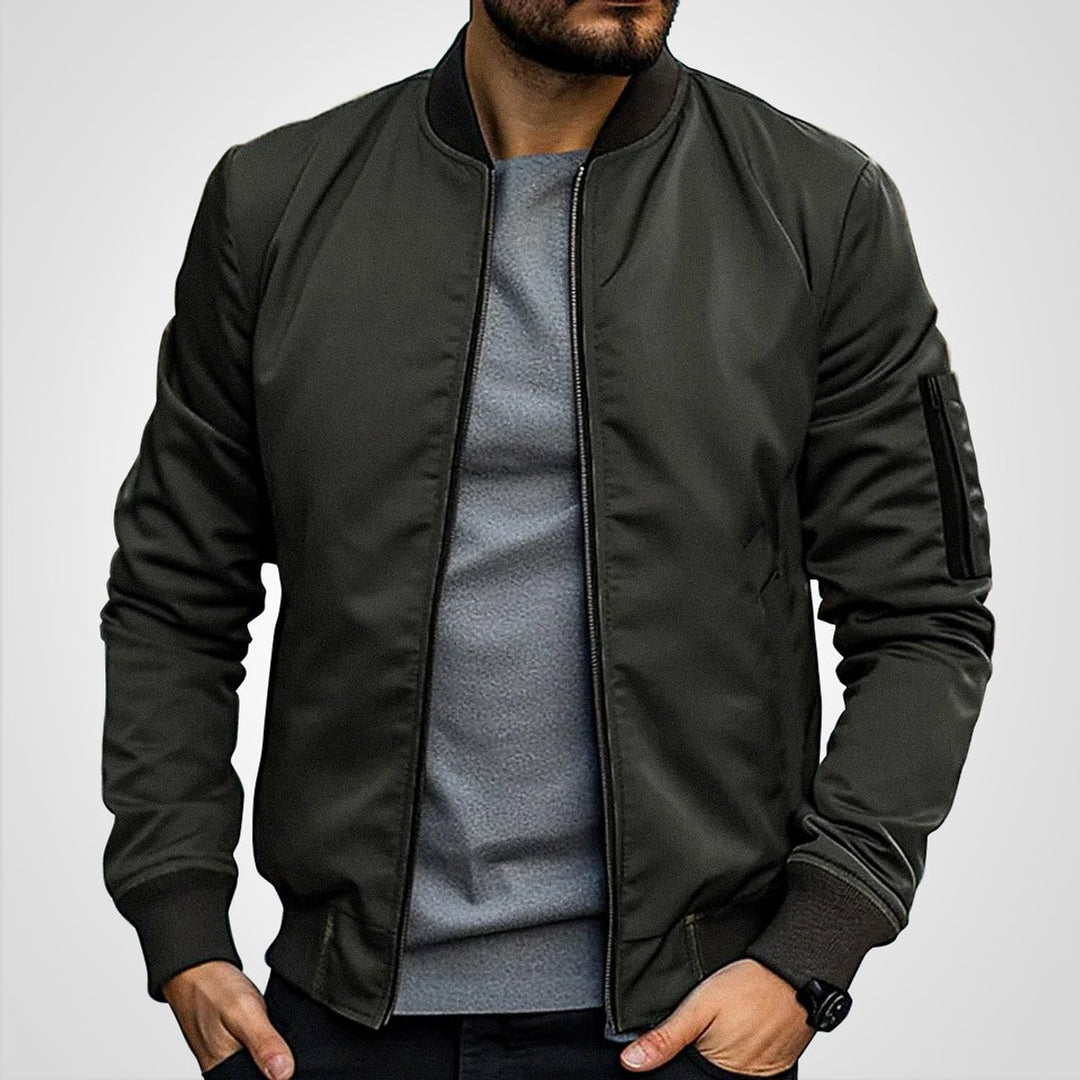 Men's Classic Zip-Up Bomber Jacket Insulated Flight Coat - Olive Green
