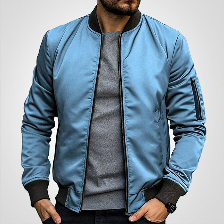 Men's Classic Zip-Up Bomber Jacket Insulated Flight Coat - Blue
