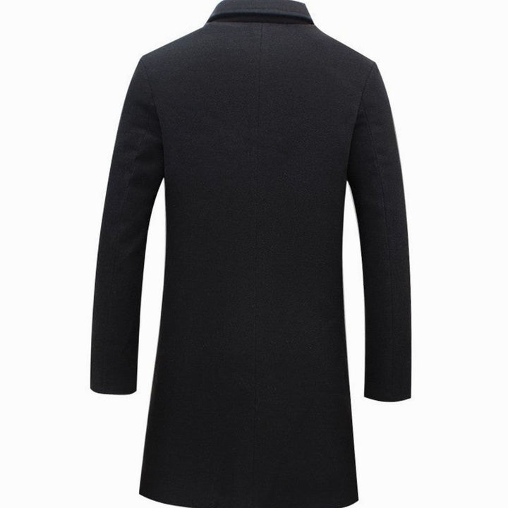 Men's Cold Weather Tailored Wool-Blend Long Trench Coat