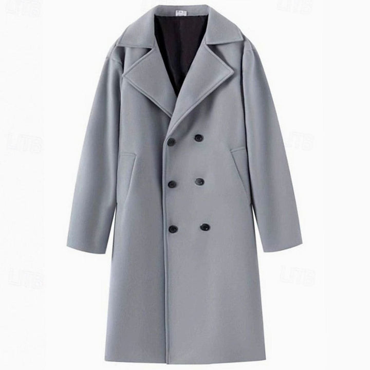 Men's Double-Breasted Tailored Long Wool Overcoat