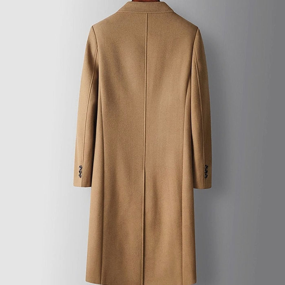 Men's Double-Breasted Wool Coat Long Tailored Overcoat
