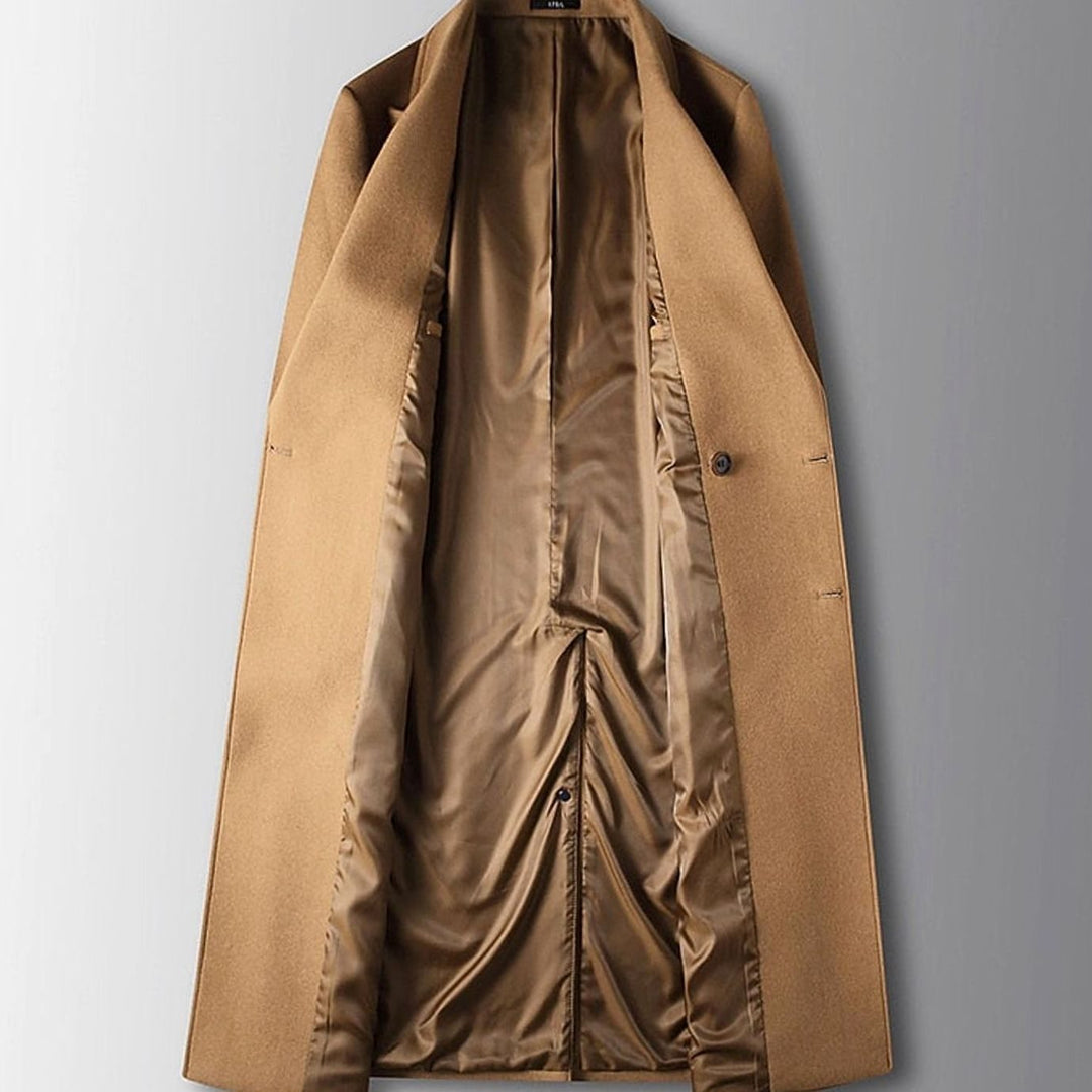 Men's Double-Breasted Wool Coat Long Tailored Overcoat