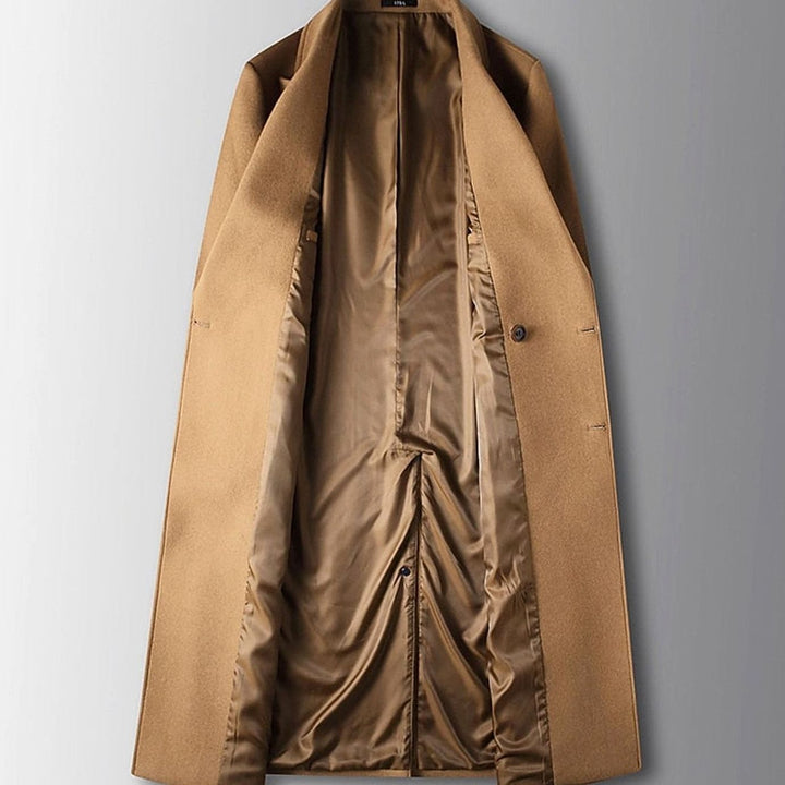 Men's Double-Breasted Wool Coat Long Tailored Overcoat