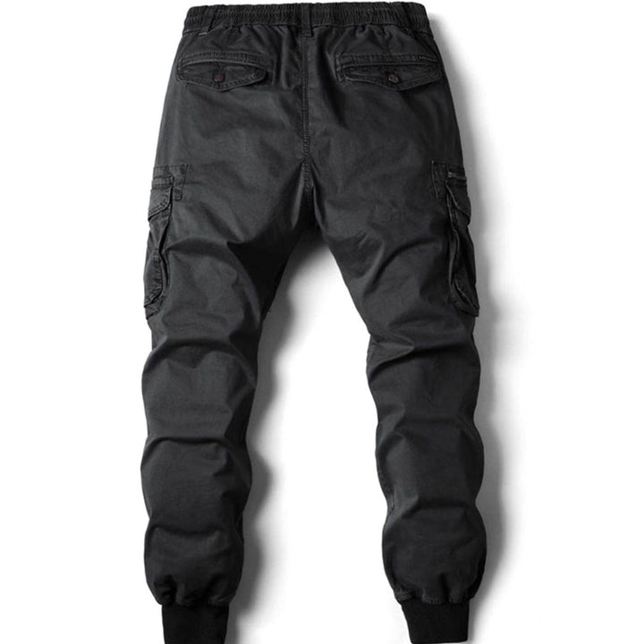 Men's Elastic Waist Cargo Jogger Pants Ribbed-Cuff Tapered Fit