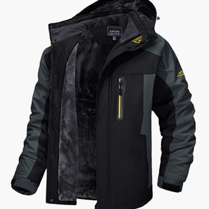 Men's Fleece-Lined Insulated Hooded Winter Jackets - Black