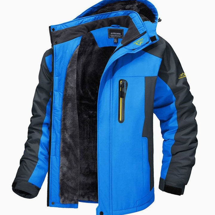 Men's Fleece-Lined Insulated Hooded Winter Jackets - Light Blue