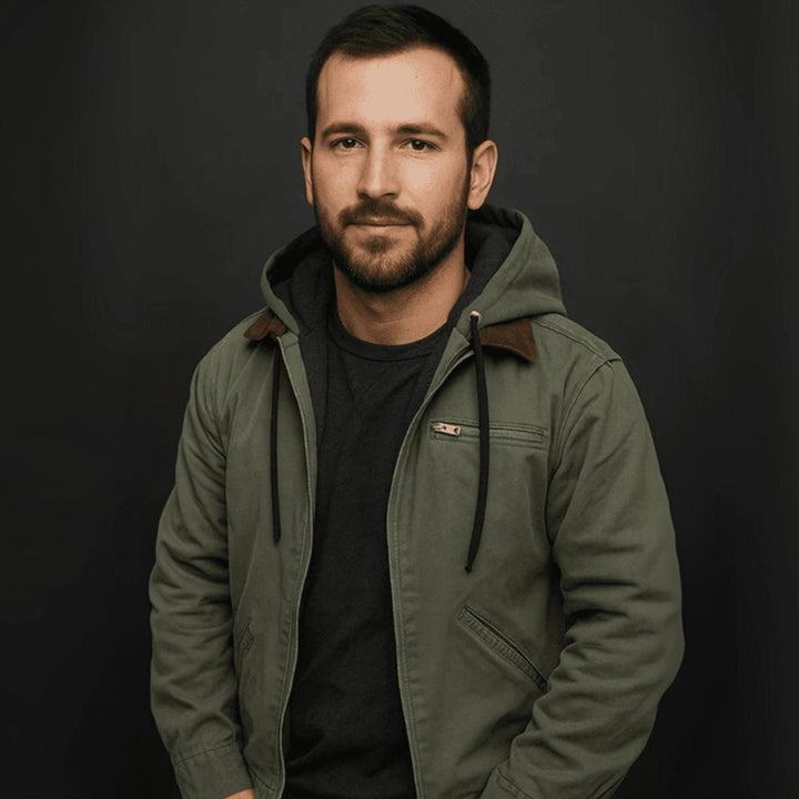 Men's Fleece-Lined Zip-Up Hooded Jacket Casual Outerwear
