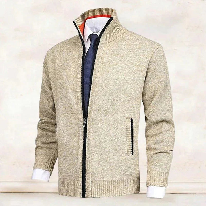 Men's Full-Zip Mock Neck Knit Mens Cardigan Sweater Jacket