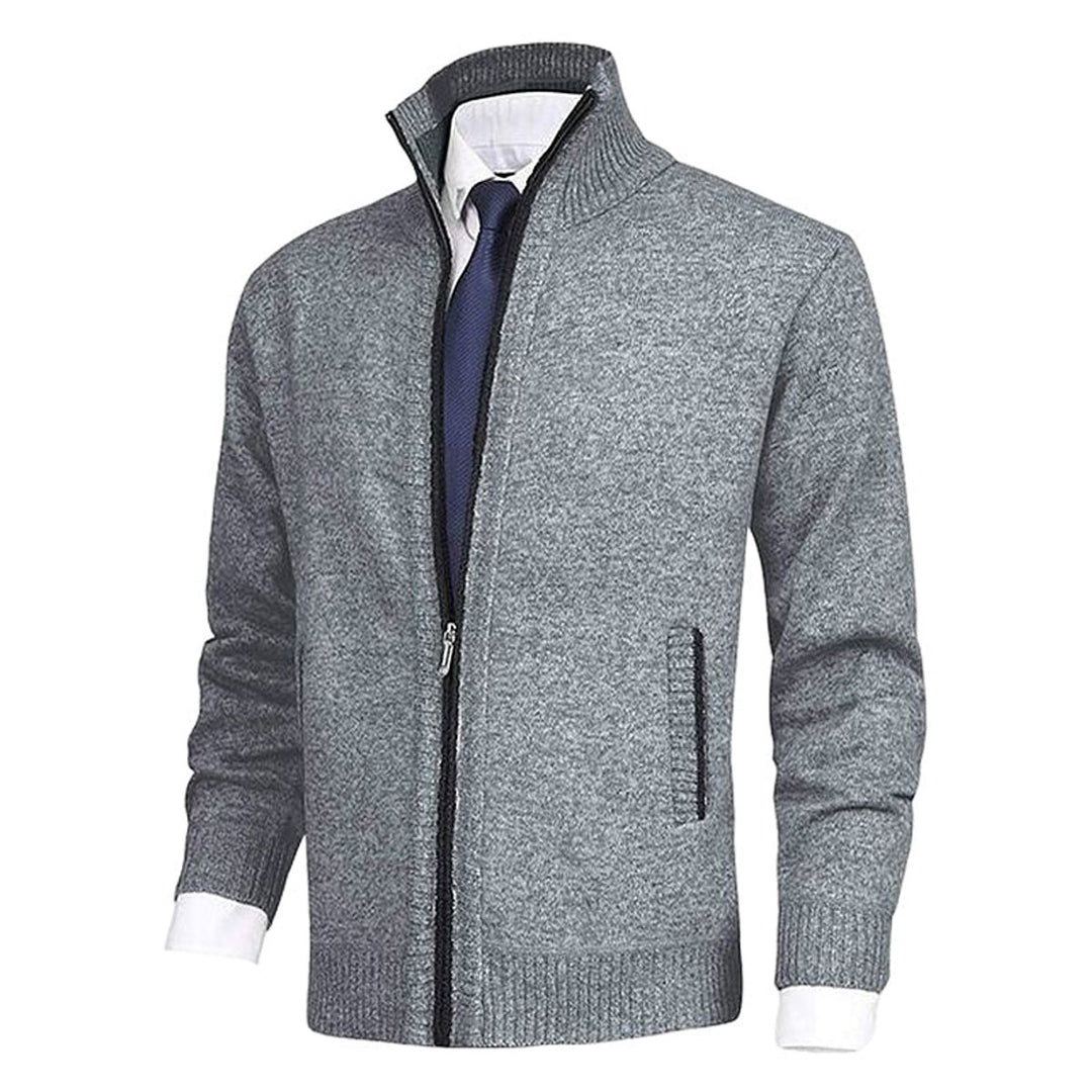 Men's Full-Zip Mock Neck Knit Mens Cardigan Sweater Jacket