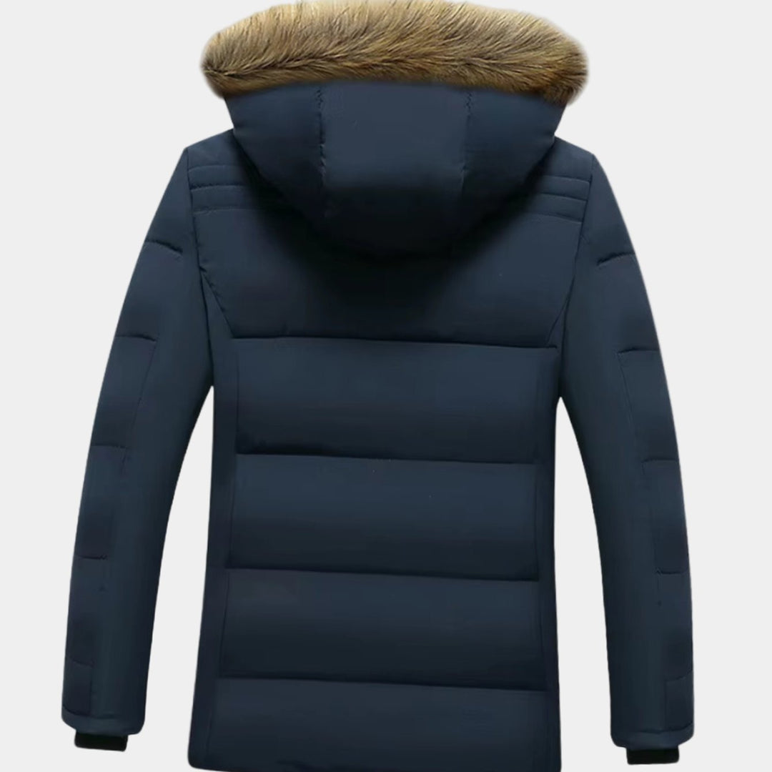 Men's Fur-Lined Hooded Puffer Winter Jackets Heavy-Duty Parka