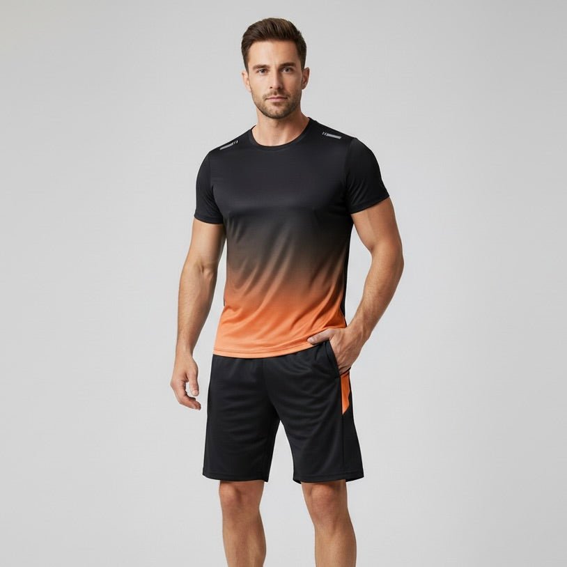 Men's Gradient Quick-Dry Breathable Athletic T-Shirt Shorts Set