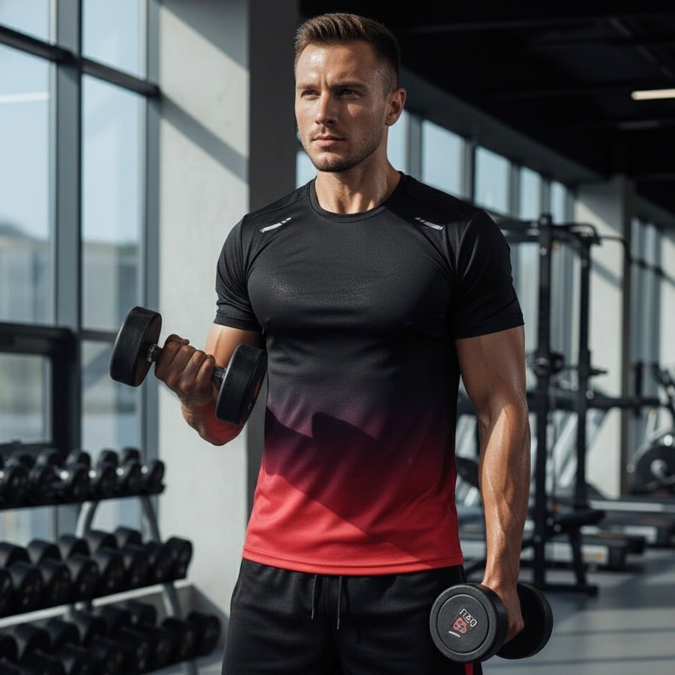 Men's Gradient Quick-Dry Breathable Athletic T-Shirt Shorts Set