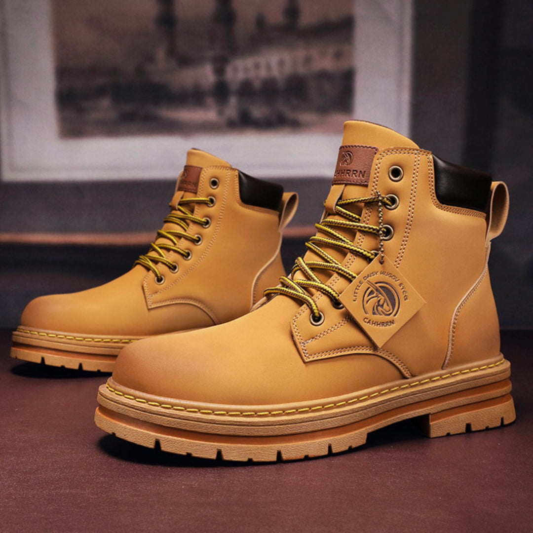 Men's Heavy-Duty Ankle Lace Up Boots Rugged Cushioned - Khaki