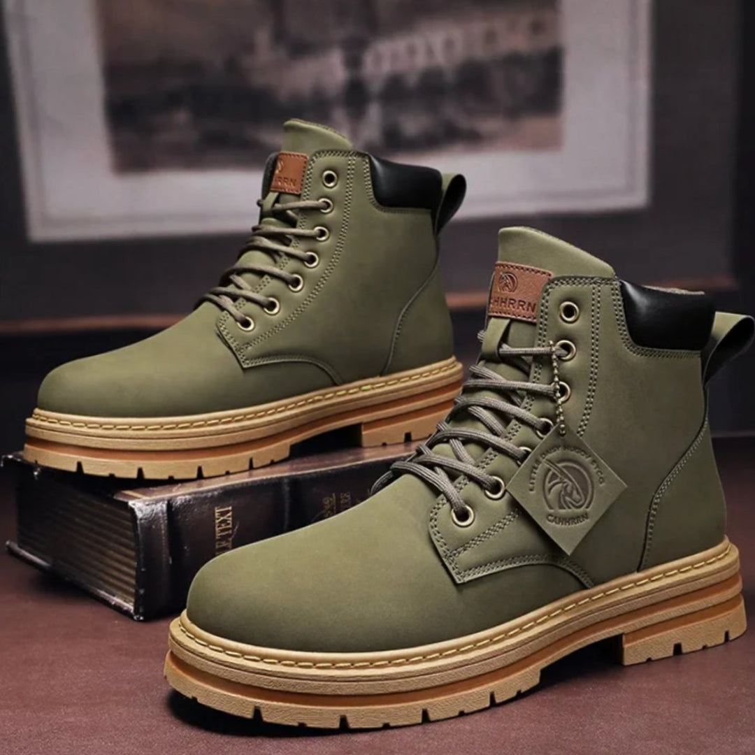 Men's Heavy-Duty Ankle Lace Up Boots Rugged Cushioned - Green