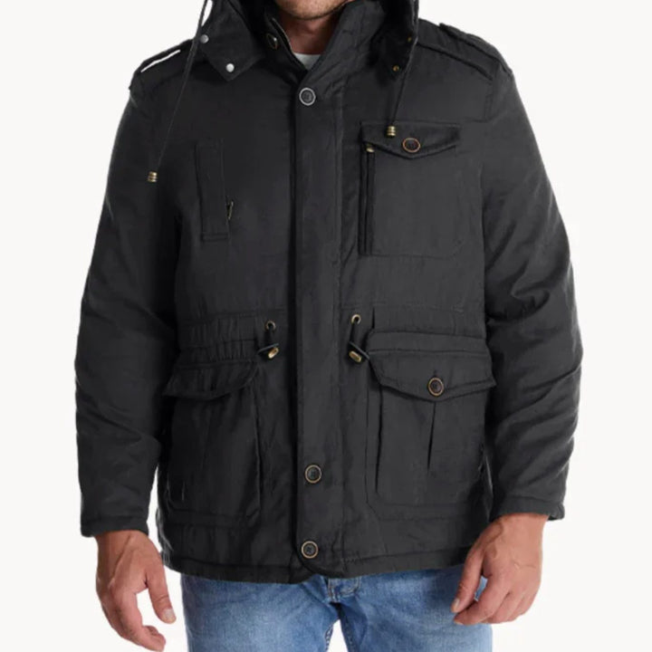Men's Insulated Hooded Multi-Pocket Heavy-Duty Winter Jacket