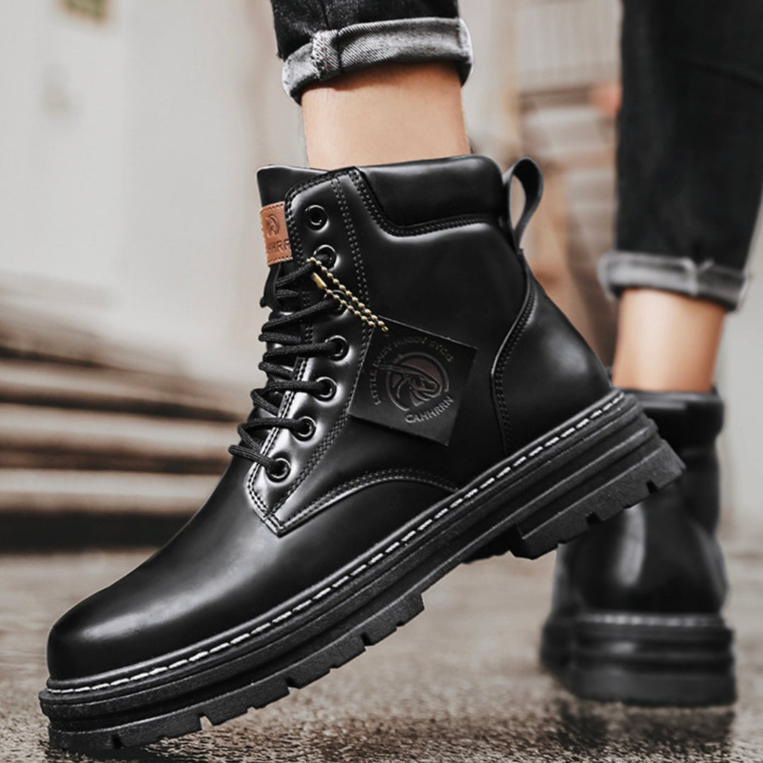 Men's Lace-Up Ankle Hiking Boots Rugged Outdoor Work Boots