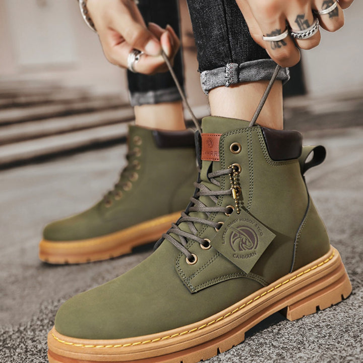 Men's Lace-Up Ankle Hiking Boots Rugged Outdoor Work Boots