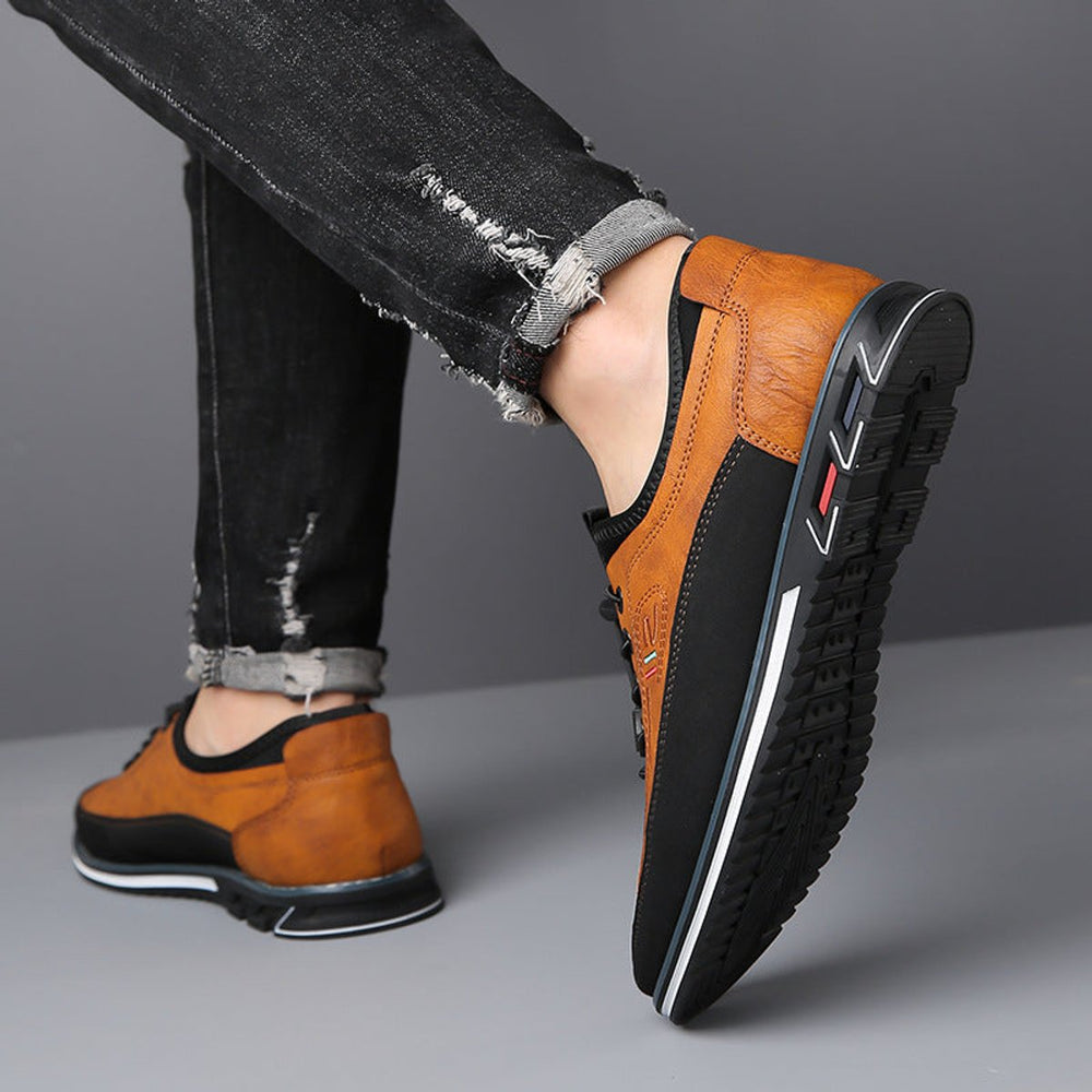Men's Lace-Up Faux Leather Casual Comfort Sneakers