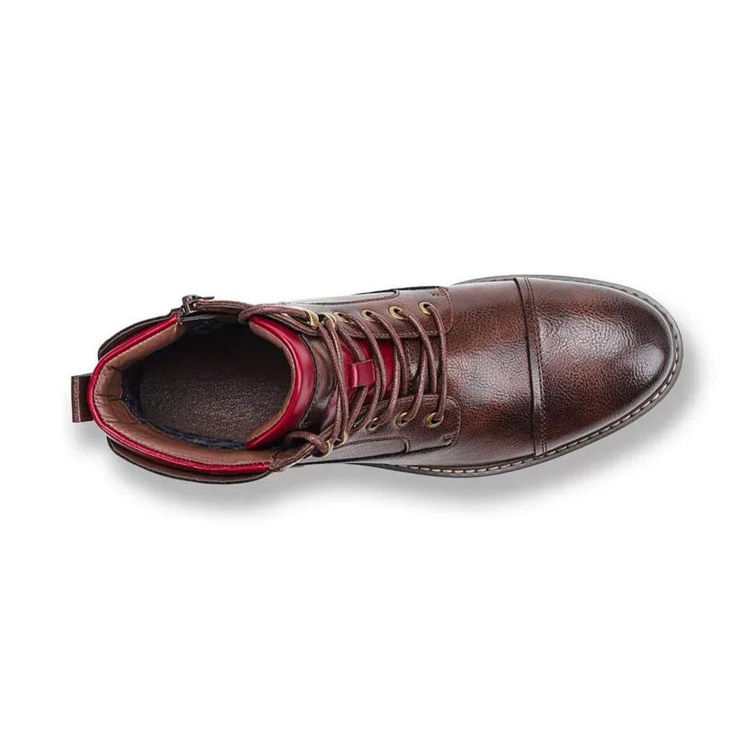 Men's Leather Lace-Up Oxford Ankle Boots Cap-Toe Zipper