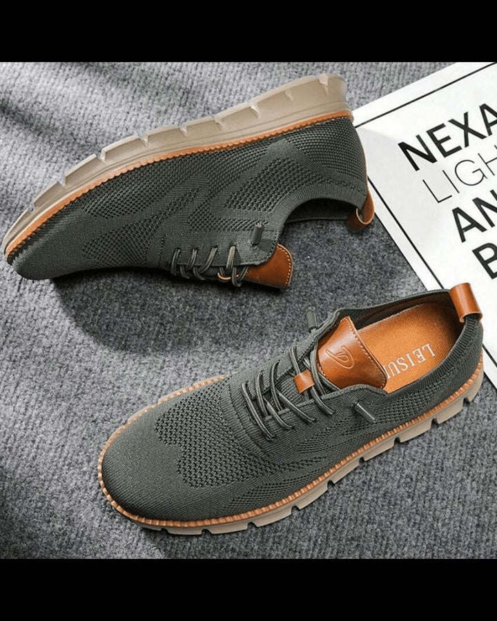 Men's Lightweight Breathable Knit Lace-Up Everyday Sneakers