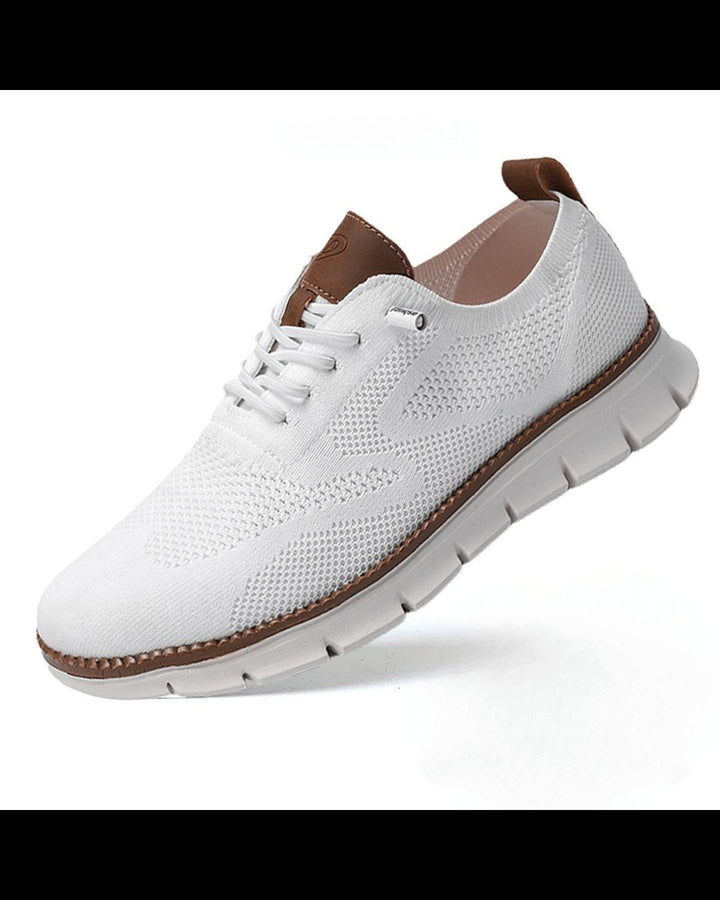 Men's Lightweight Breathable Knit Lace-Up Everyday Sneakers - White