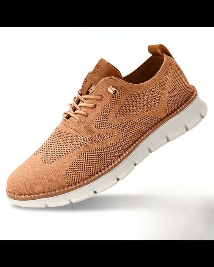 Men's Lightweight Breathable Knit Lace-Up Everyday Sneakers - Caramel