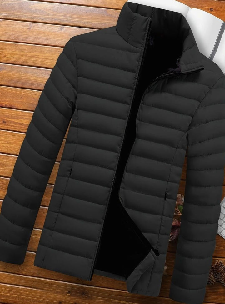 Men's Lightweight Quilted Puffer Jacket Stand Collar Zipper