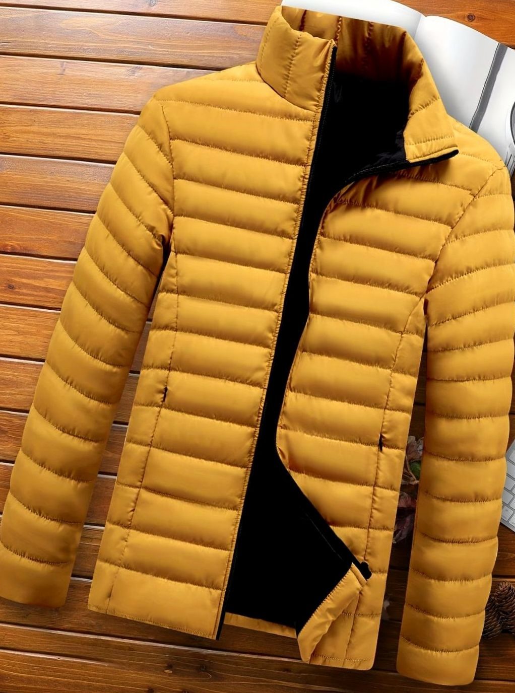 Men's Lightweight Quilted Puffer Jacket Stand Collar Zipper