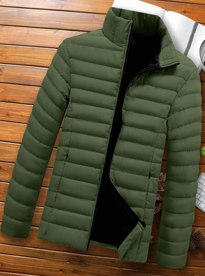 Men's Lightweight Quilted Puffer Jacket Stand Collar Zipper