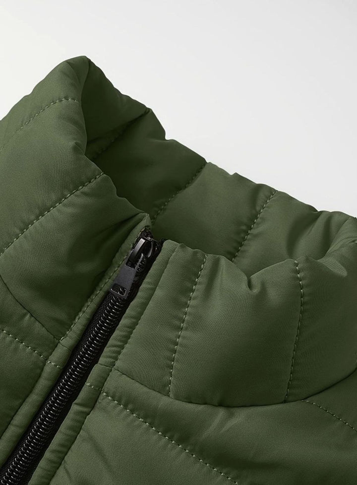Men's Lightweight Quilted Puffer Jacket Stand Collar Zipper