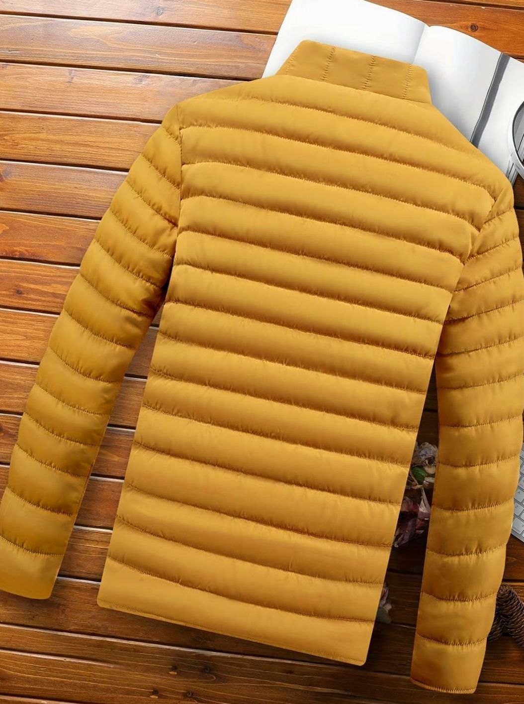 Men's Lightweight Quilted Puffer Jacket Stand Collar Zipper