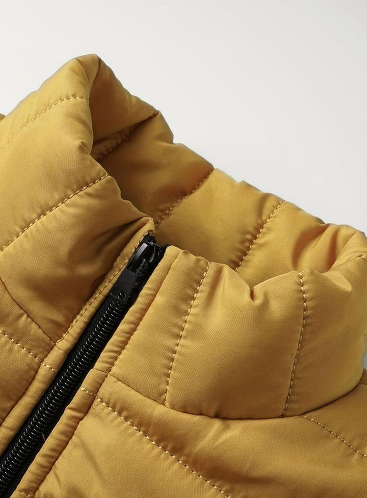 Men's Lightweight Quilted Puffer Jacket Stand Collar Zipper