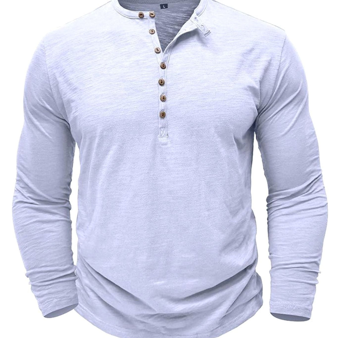 Men's Long-Sleeve Button-Up Henley Shirt