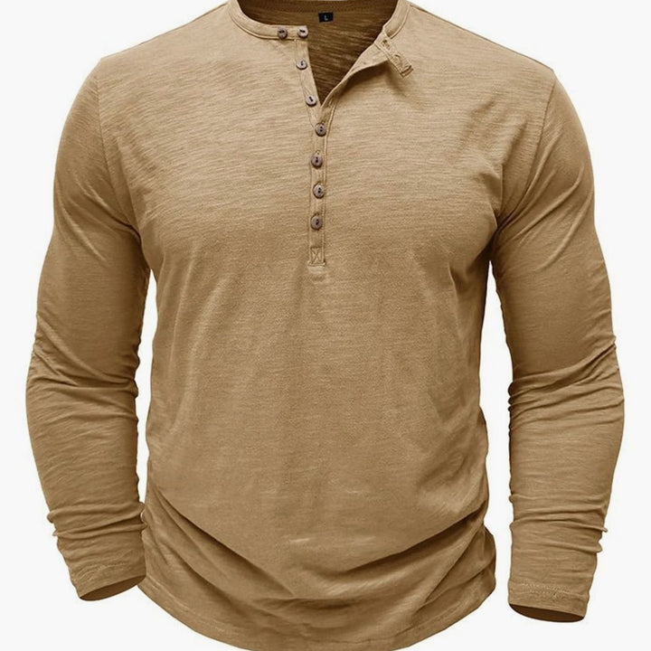 Men's Long-Sleeve Button-Up Henley Shirt