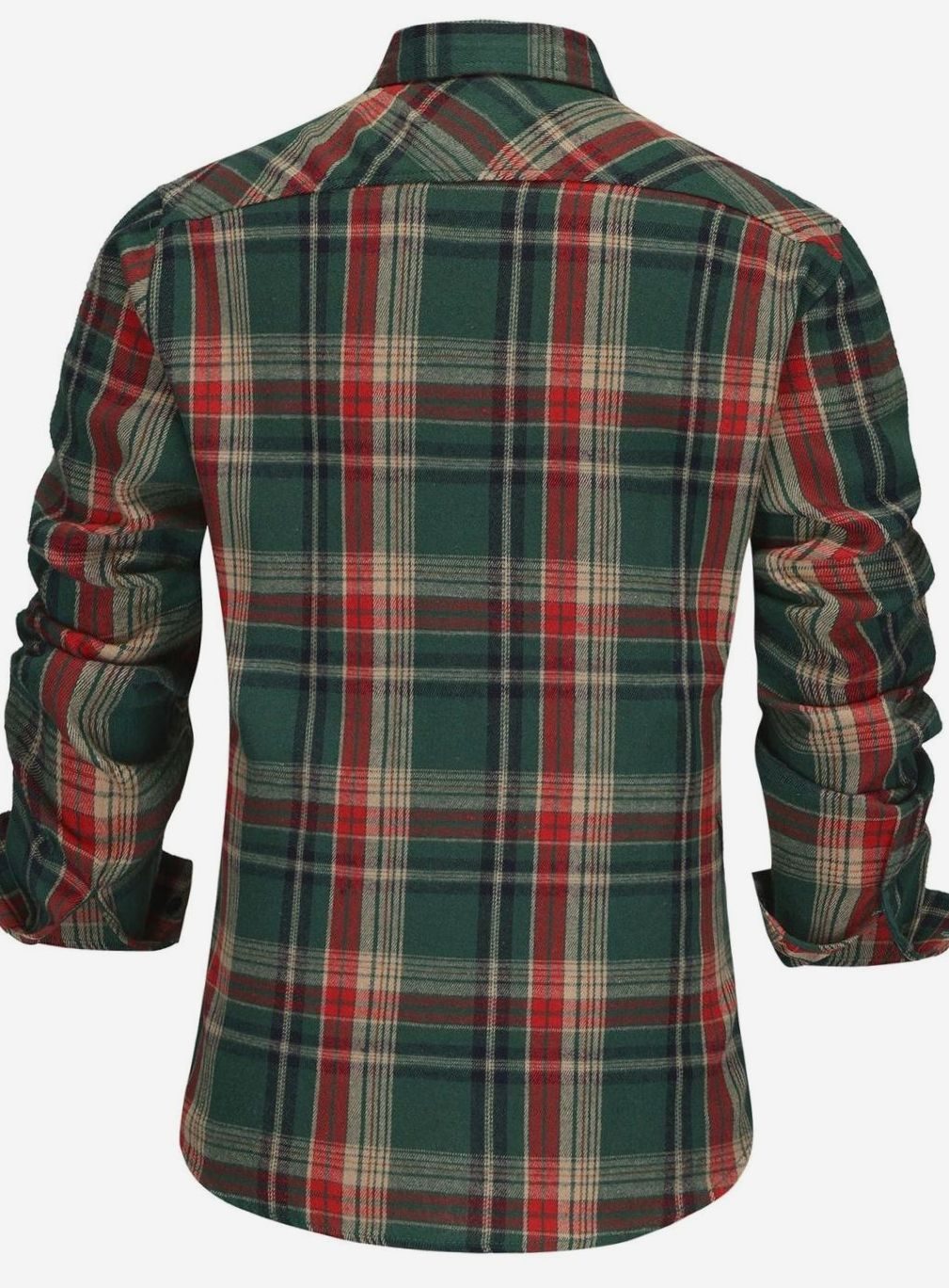 Men's Long-Sleeve Plaid Flannel Button-Up Shirt