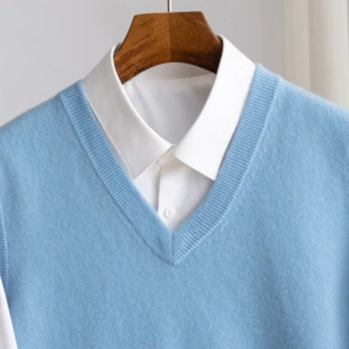 Men's Merino Wool V-Neck Sweater Vest Lightweight Knit