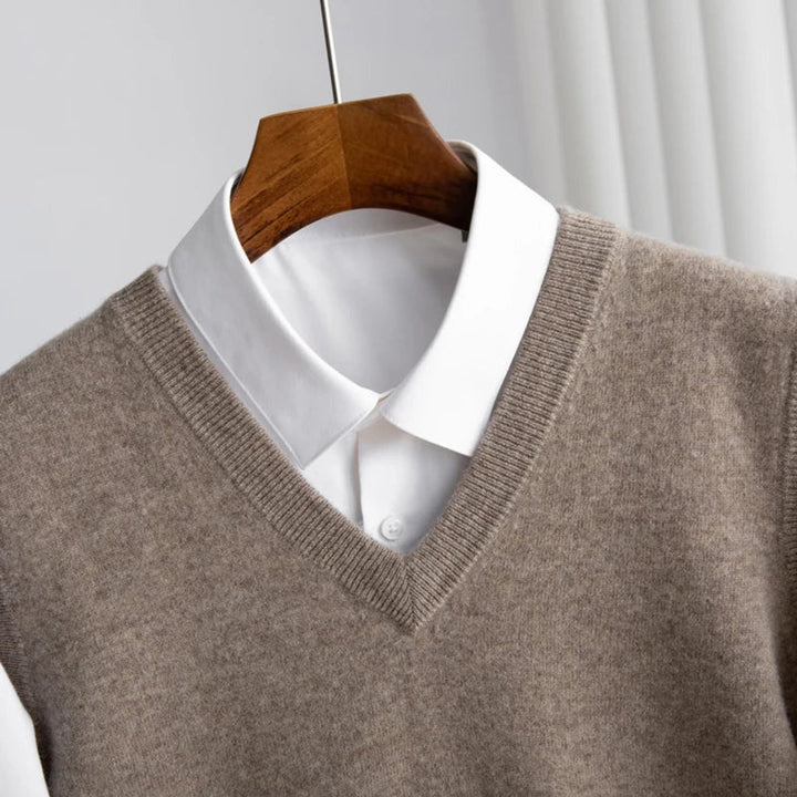 Men's Merino Wool V-Neck Sweater Vest Lightweight Knit